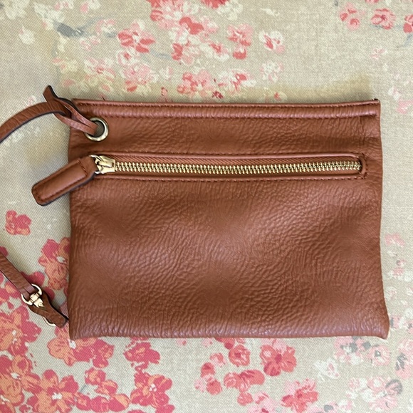 Lucky Brand Faux Leather Brown Small Pouch Zipper Bag, Make Up, Travel, Flat - Picture 11 of 11